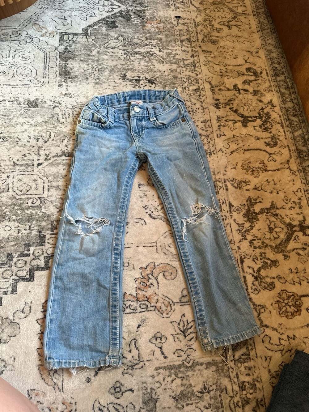 True Religion Kids Distressed Straight Leg Jeans Size 5